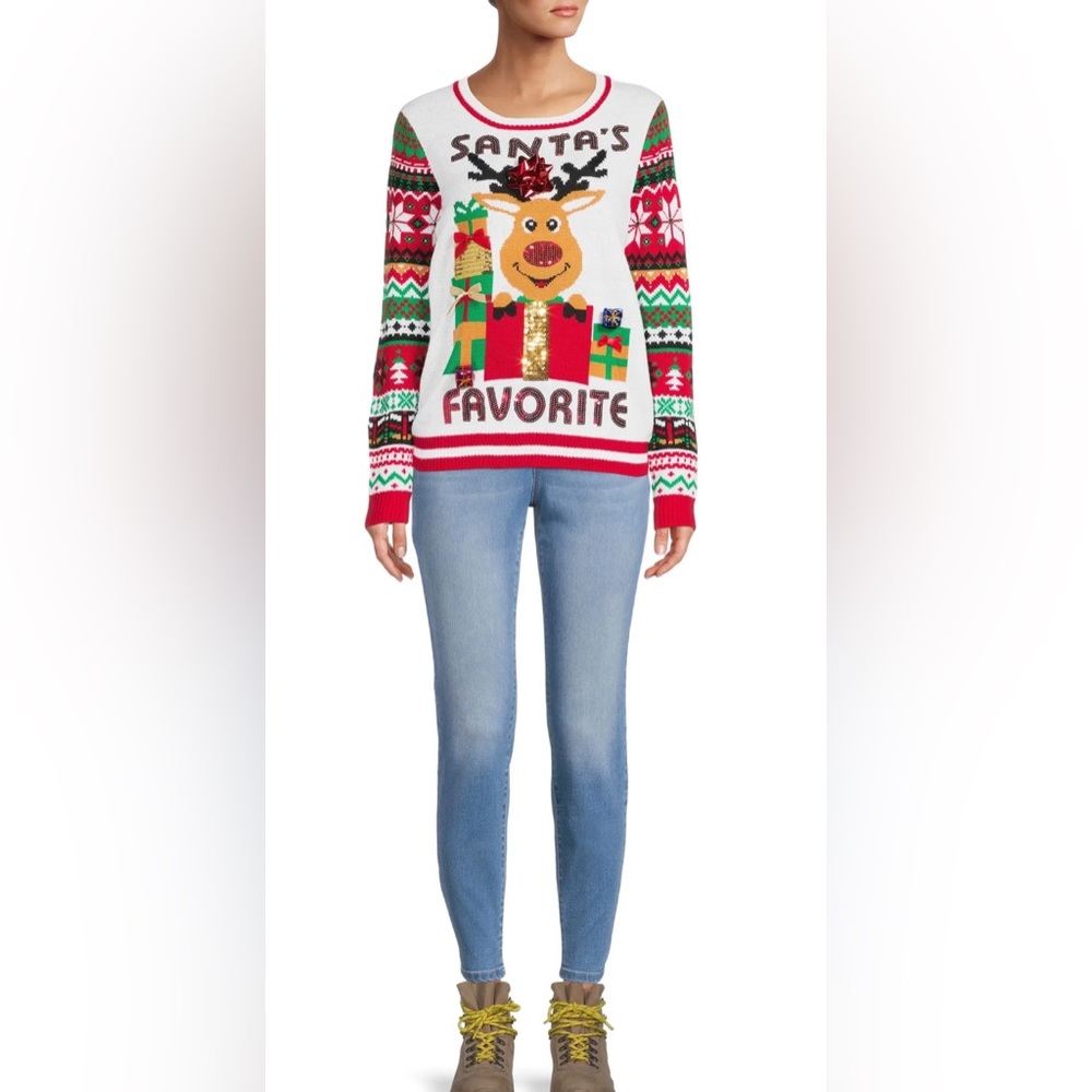 No Boundaries Santas Favorite Christmas Sweater Juniors‎ Size M (7-9)